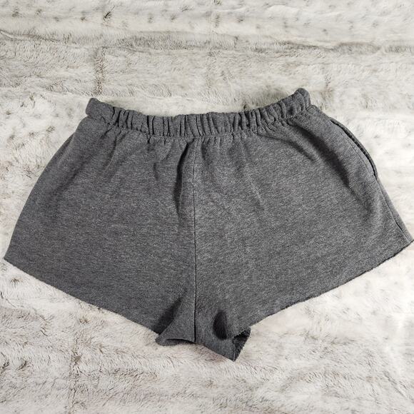 Colsie Dark Gray Fleece Raw Hem Drawstring Hot Girl Booty Sweat Shorts Size S - Picture 7 of 7